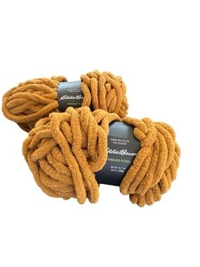 Eddie Bauer Fireside Plush Yarn Skeins X2 48 Yards Dark Marigold Chunky Chenille